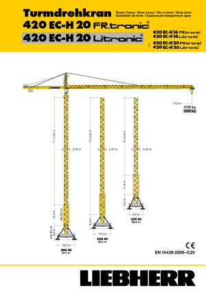 Toranjski kranovi - Grana kolica - Okretna na vrhu Liebherr 420 EC-H 20