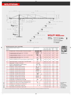 Toranjski kranovi - Grana kolica - Okretna na vrhu Wolffkran 9025 cross