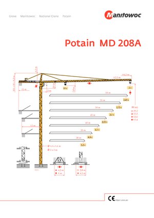 Toranjski kranovi - Grana kolica - Okretna na vrhu Potain MD 208 A