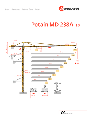 Toranjski kranovi - Grana kolica - Okretna na vrhu Potain MD 238 A-J10
