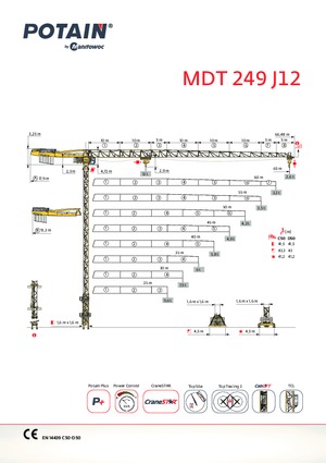 Toranjski kranovi - Grana kolica - Okretna na vrhu Potain MDT 249 J12