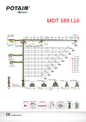 Toranjski kranovi - Grana kolica - Okretna na vrhu Potain MDT 389 L16