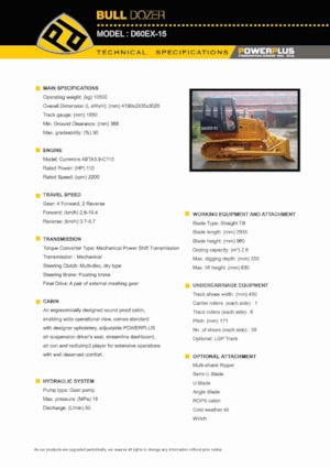 Buldožeri PowerPlus D60EX-15
