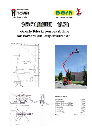 Zglobna podizna platforma na gusjenicama Hinowa GL 14.70