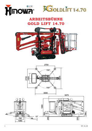 Zglobna podizna platforma na gusjenicama Hinowa GL 14.70