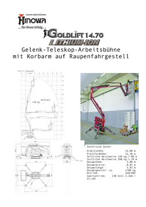 Zglobna podizna platforma na gusjenicama Hinowa Goldlift 14.70 IIIS