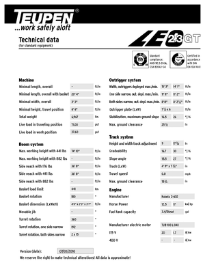 Zglobna podizna platforma na gusjenicama TEUPEN LEO23GT 