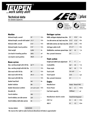Teleskopska podizna platforma na kotačima TEUPEN LEO25Tplus