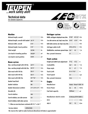 Zglobna podizna platforma na gusjenicama TEUPEN LEO40GTX