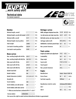 Zglobna podizna platforma na gusjenicama TEUPEN LEO50GTX