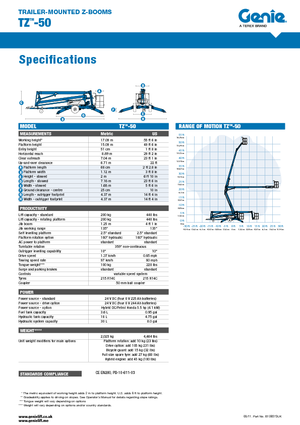 Dizala sa zglobnom granom montirana na kamion Genie TMZ 50/30