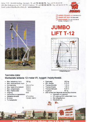 Teleskopske dizalice sa granom montirane na prikolice Jumbo Lift T 12