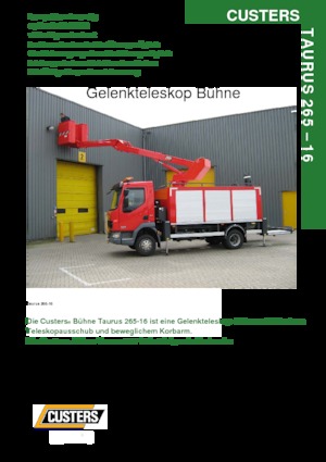 Dizala sa zglobnom granom montirana na prikolicu Custers Taurus 265-16