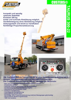Dizala sa zglobnom granom montirana na prikolicu Custers Taurus 300-22