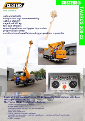 Dizala sa zglobnom granom montirana na prikolicu Custers Taurus 300-22