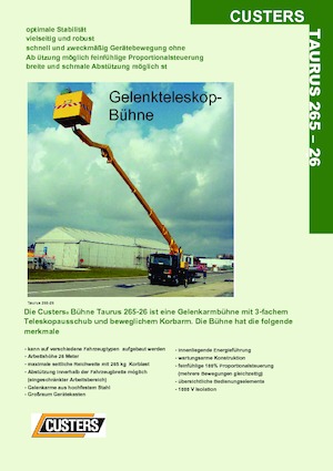 Dizala sa zglobnom granom montirana na prikolicu Custers Taurus 330-26