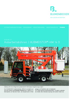 Dizala sa zglobnom granom montirana na prikolicu Blumenbecker - Hubmeister® HM 14 D