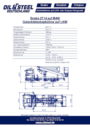 Dizala sa zglobnom granom montirana na prikolicu Oil & Steel Snake 2714 