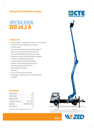 Dizala sa zglobnom granom montirana na prikolicu CTE ZED 20.2 H