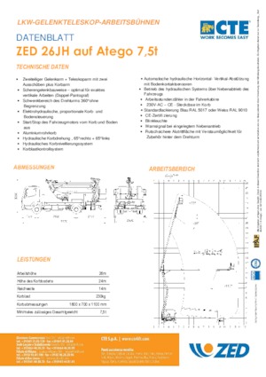 Dizala sa zglobnom granom montirana na prikolicu CTE ZED 26 JH