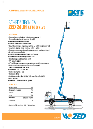 Dizala sa zglobnom granom montirana na prikolicu CTE ZED 26 JH