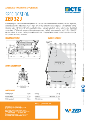 Dizala sa zglobnom granom montirana na prikolicu CTE ZED 32 J
