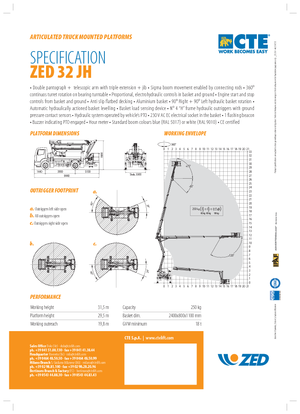 Dizala sa zglobnom granom montirana na prikolicu CTE ZED 32 JH