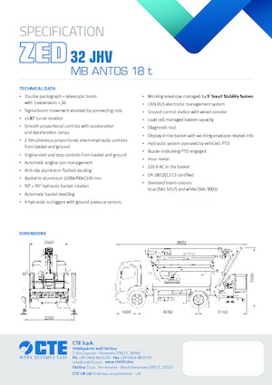 Dizala sa zglobnom granom montirana na prikolicu CTE ZED 32 JHV