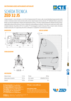 Dizala sa zglobnom granom montirana na prikolicu CTE ZED 32 JS
