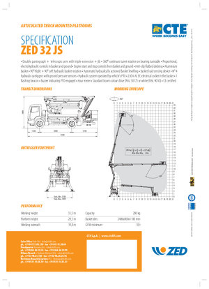 Dizala sa zglobnom granom montirana na prikolicu CTE ZED 32 JS