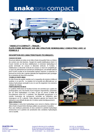 Dizala sa zglobnom granom montirana na prikolicu Oil & Steel Snake 2714 Compact