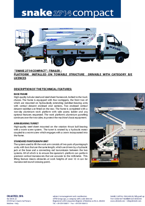 Dizala sa zglobnom granom montirana na prikolicu Oil & Steel Snake 2714 Compact