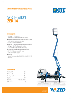 Dizala sa zglobnom granom montirana na prikolicu CTE Z 14