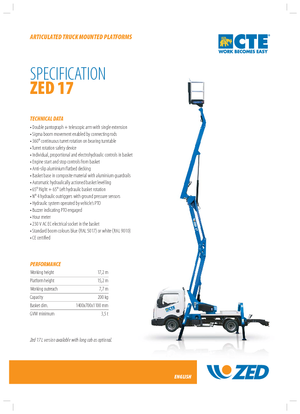 Dizala sa zglobnom granom montirana na prikolicu CTE Z 17