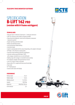 Teleskopske dizalice sa granom montirane na kamion CTE B-Lift 162 Pro-H