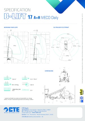 Teleskopske dizalice sa granom montirane na kamion CTE B-LIFT 17 A+H