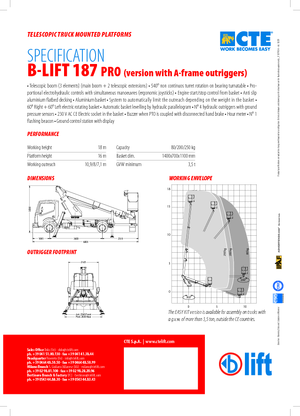 Teleskopske dizalice sa granom montirane na kamion CTE B-Lift 187 Pro-A