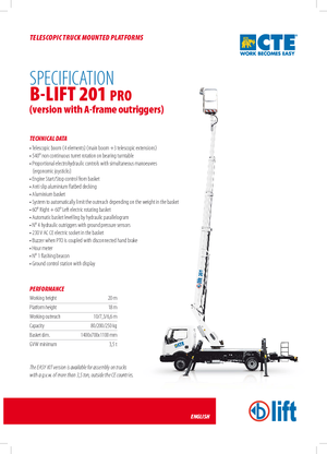 Teleskopske dizalice sa granom montirane na kamion CTE B-Lift 201 Pro-A