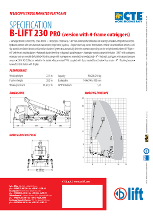 Teleskopske dizalice sa granom montirane na kamion CTE B-Lift 230 Pro-H