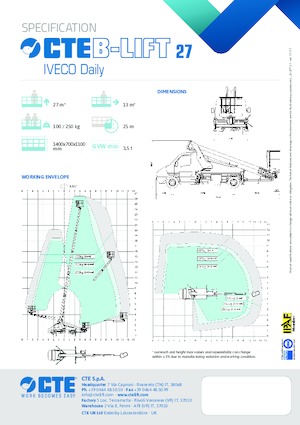 Teleskopske dizalice sa granom montirane na kamion CTE B-Lift 27