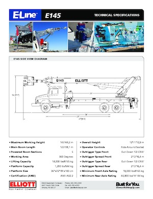 Teleskopske dizalice sa granom montirane na kamion Elliott Equipment E145 E-Line