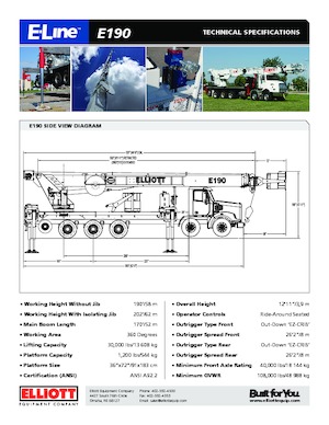 Teleskopske dizalice sa granom montirane na kamion Elliott Equipment E190 E-Line