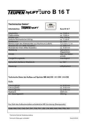 Teleskopske dizalice sa granom montirane na kamion TEUPEN Euro B 16 T