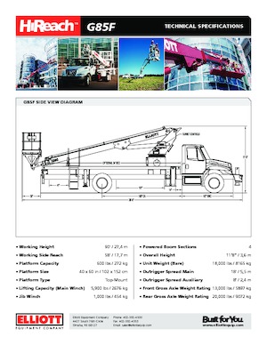 Teleskopske dizalice sa granom montirane na kamion Elliott Equipment G85F HiReach