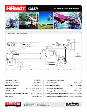 Teleskopske dizalice sa granom montirane na kamion Elliott Equipment G85R HiReach