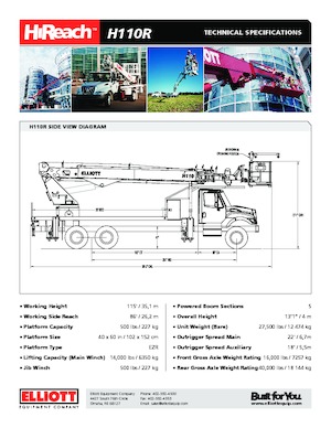 Teleskopske dizalice sa granom montirane na kamion Elliott Equipment H110R HiReach