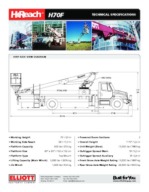 Teleskopske dizalice sa granom montirane na kamion Elliott Equipment H70F HiReach