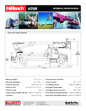 Teleskopske dizalice sa granom montirane na kamion Elliott Equipment H70R HiReach