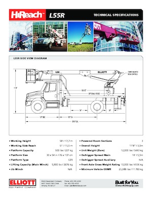 Teleskopske dizalice sa granom montirane na kamion Elliott Equipment L55R HiReach 