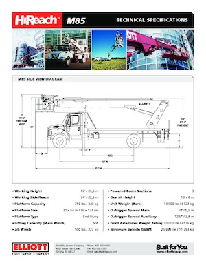 Teleskopske dizalice sa granom montirane na kamion Elliott Equipment M85 HiReach 